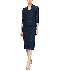 Sl Fashions 2-Pc. Lace Jacket & Midi Dress Set