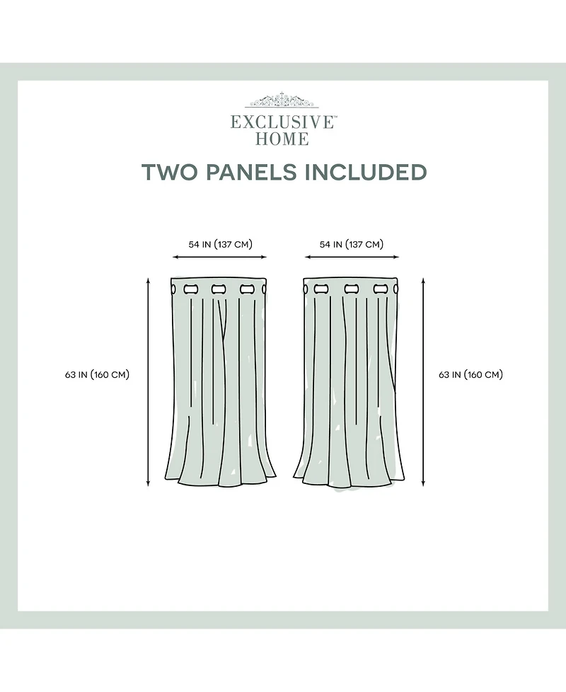 Exclusive Home Velvet Heavyweight Grommet Top Curtain Panel Pair, 54" x 63"