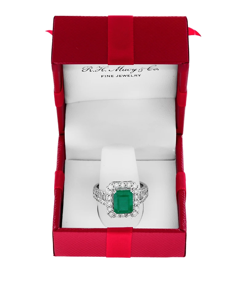Effy Emerald (2-1/5 ct. t.w.) & Diamond (1/2 Ring 14k White Gold Yellow