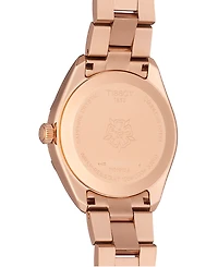 Tissot Women's Swiss Pr 100 Sport Chic T-Classic Diamond (1/20 ct. t.w.) Rose Gold-Tone Stainless Steel Bracelet Watch 36mm