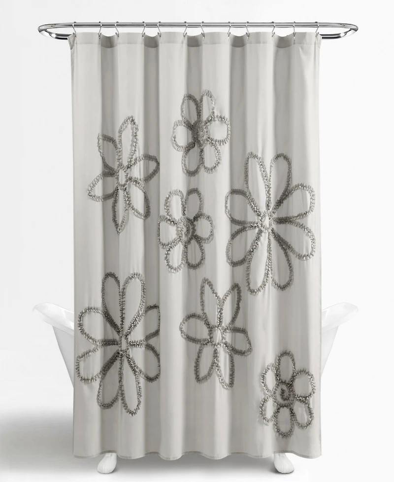 Lush Decor Ruffle Flower Shower Curtain, 72" x