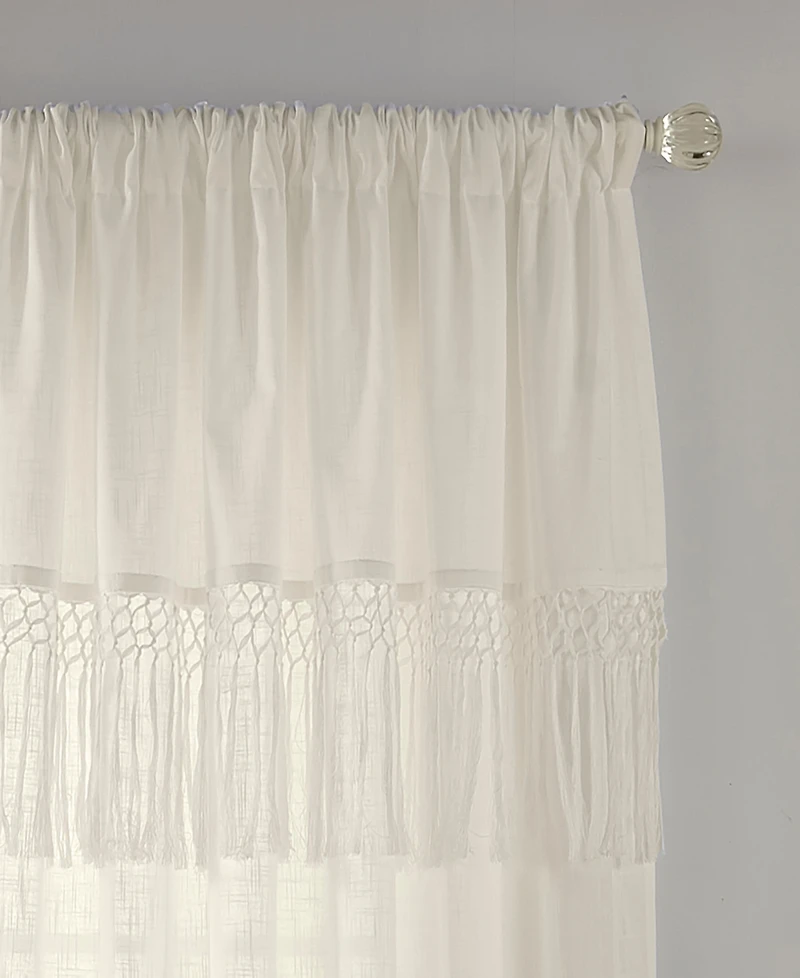 Elrene Home Fashions Calypso Macrame Tassel Semi Sheer Window Curtain