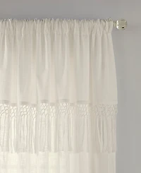Elrene Home Fashions Calypso Macrame Tassel Semi Sheer Window Curtain