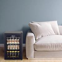 Newair Beverage Refrigerator Cooler, 90 Can Capacity Fridge in Black, Adjustable Shelves and Glass Door with Lock, Small Refrigerator, Beer Wine or So