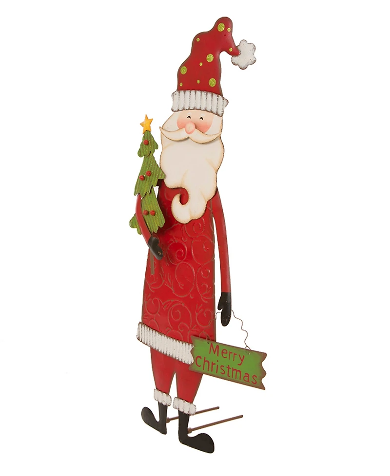 Glitzhome Snowman Santa Yard Stake or Standing Decor or Wall Decor, Three Function Set of 2
