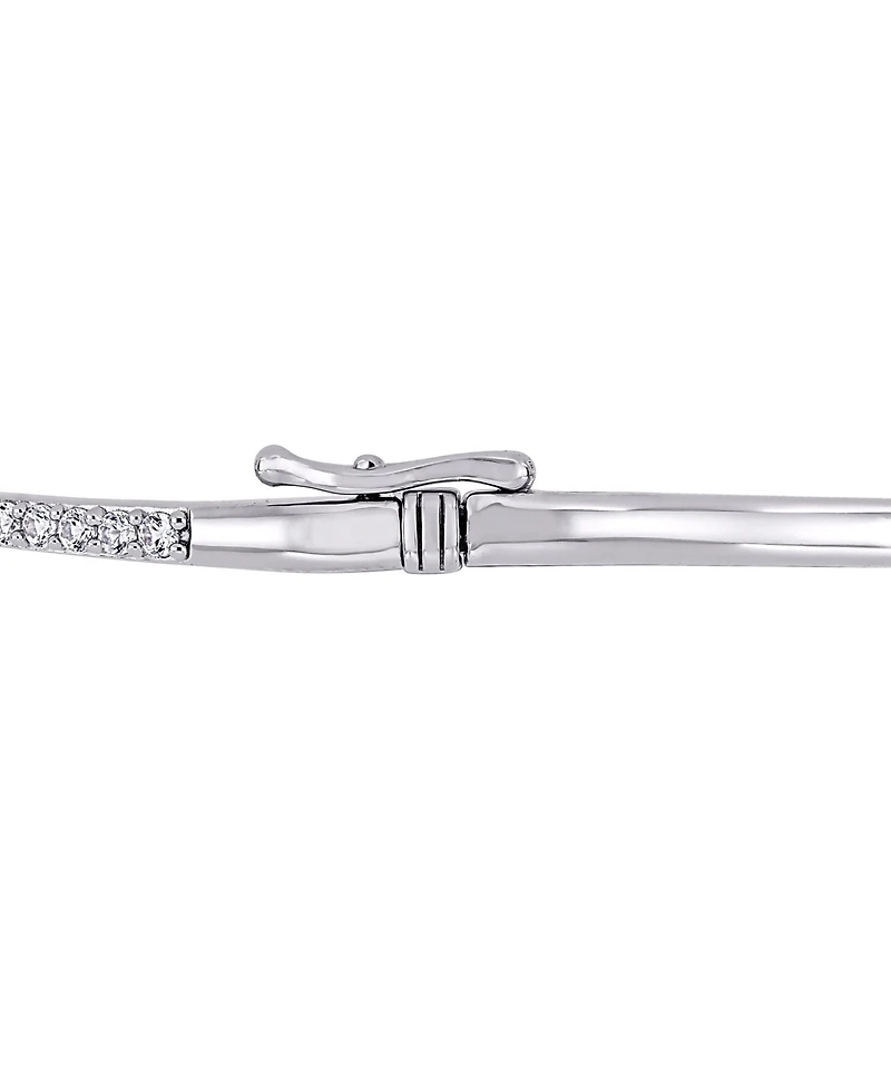 Created White Sapphire (1 1/2 ct. t.w.) Rose Swirl Bangle in Two-Tone Sterling Silver