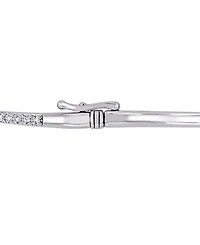 Created White Sapphire (1 1/2 ct. t.w.) Rose Swirl Bangle in Two-Tone Sterling Silver