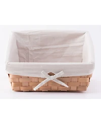 Wickerwise Wooden Angled Display Basket with Fabric Liner for Storage and Display