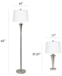 Elegant Designs Tapered 3 Pack Lamp Set 2 Table Lamps, 1 Floor Lamp with White Shades