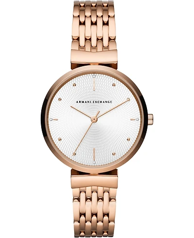 A|X Armani Exchange Women's Rose Gold-Tone Stainless Steel Bracelet Watch 36mm