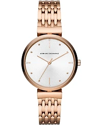 A|X Armani Exchange Women's Rose Gold-Tone Stainless Steel Bracelet Watch 36mm