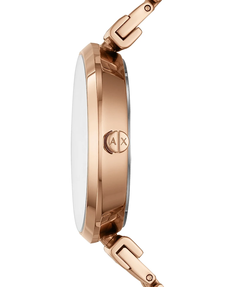 A|X Armani Exchange Women's Rose Gold-Tone Stainless Steel Bracelet Watch 36mm