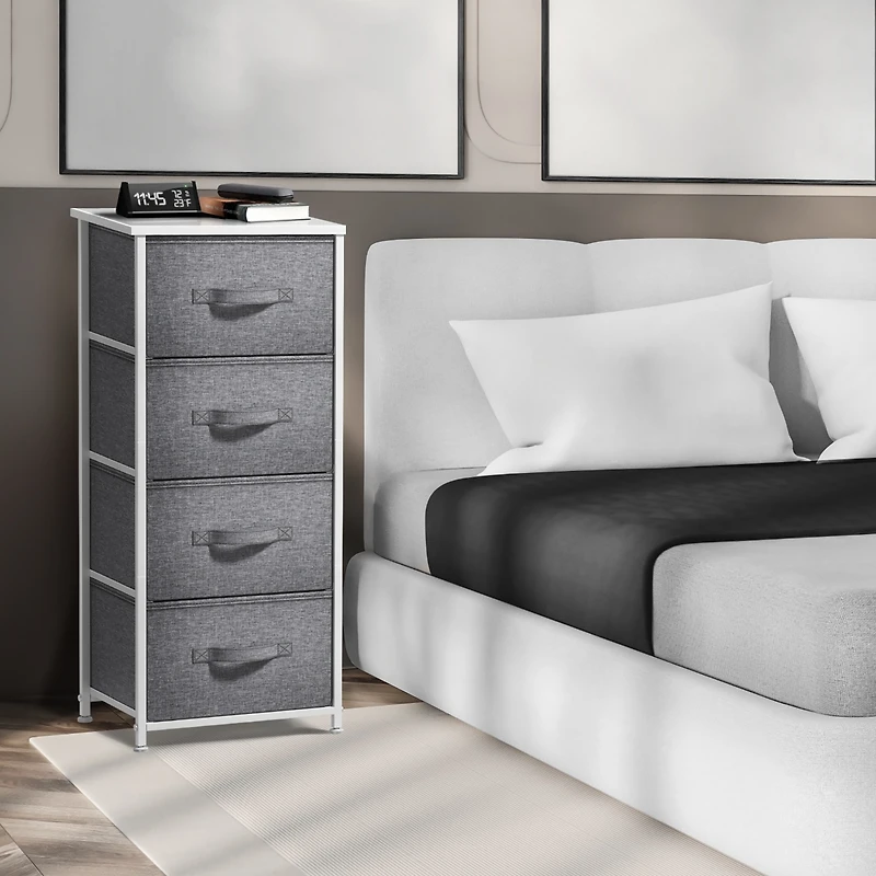 Sorbus 4 Drawers Chest Nightstand - Storage for Closet, Home, College Dorm Features Steel Frame, Wood Top