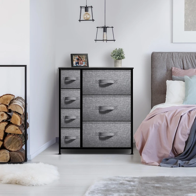 Sorbus Dresser with 7 Drawers - Storage Chest Organizer with Steel Frame, Wood Top, Handles