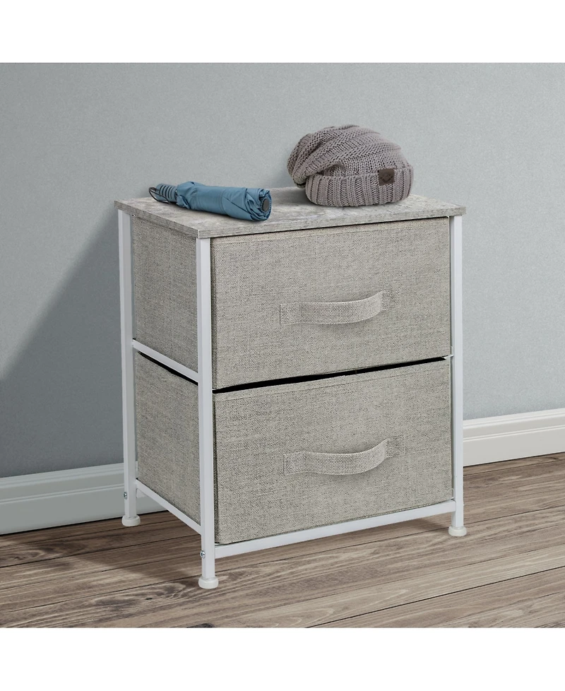 Sorbus Nightstand with 2 Drawers - Steel Frame, Wood Top & Easy Pull Fabric Bins Great for Home, Bedroom, Office College Dorm