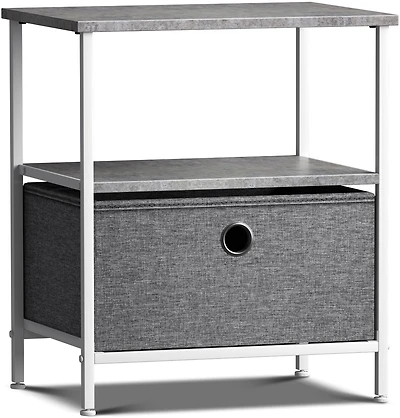 Sorbus 1 Drawers Nightstand with Shelf - Steel Frame, Wood Top & Easy Pull Fabric Bins Perfect for Home, Bedroom
