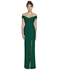Womens Off-the-Shoulder Criss Cross Back Trumpet Gown
