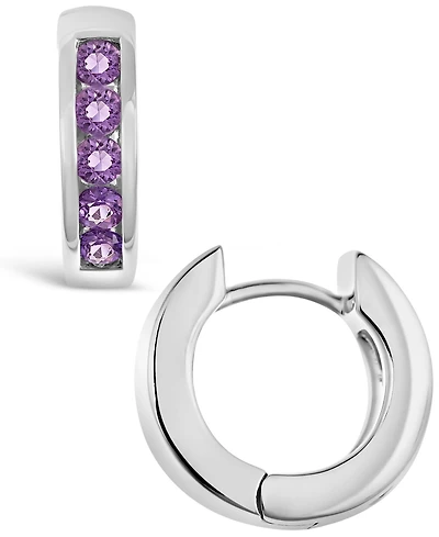 Swiss Blue Topaz (9/10 ct. t.w.) Huggie Hoop Earrings Sterling Silver (Also Available Citrine or Amethyst)