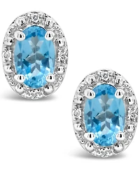 Swiss Blue Topaz (1-1/8 ct. t.w.) and Diamond Accent Stud Earrings in Sterling Silver