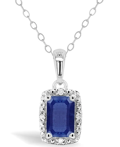 Sapphire (5/8 ct. t.w.) and Diamond Accent Pendant Necklace Sterling Silver (Also Available Emerald)