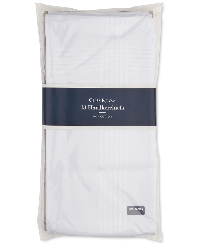 Club Room Men's 13-Pc. White Border-Stripe Handkerchief Set, Created for Macy's