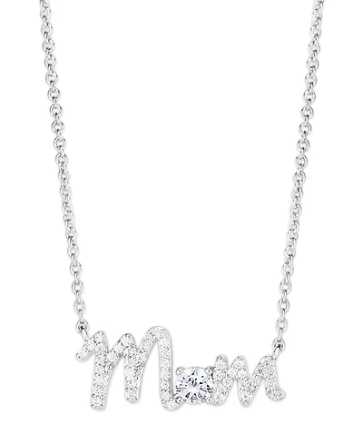 Birthstone Mom Necklace Silver Plate