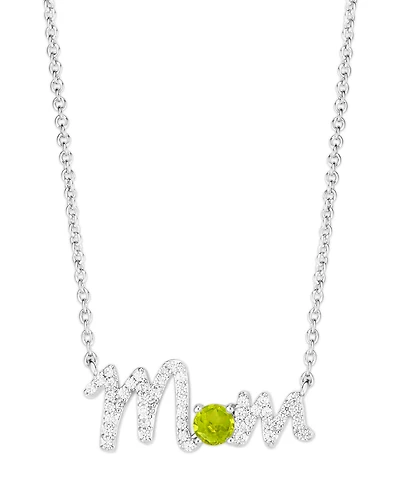 Birthstone Mom Necklace Silver Plate
