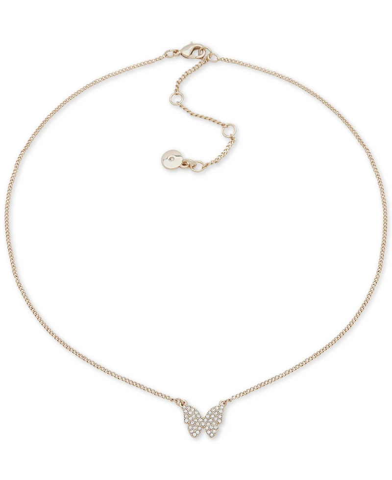 Dkny Pave Butterfly Pendant Necklace, 16" + 3" extender