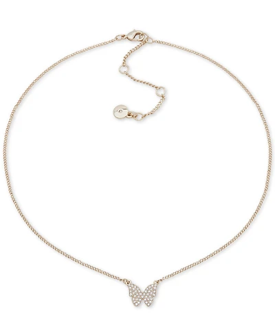 Dkny Pave Butterfly Pendant Necklace, 16" + 3" extender