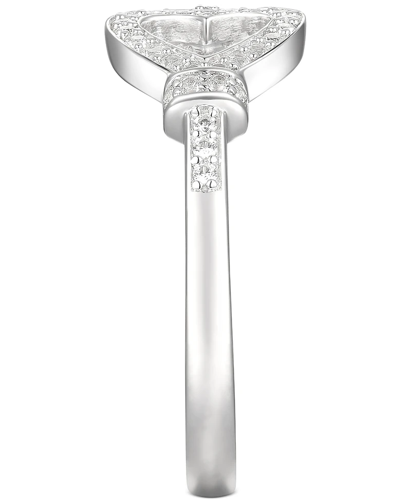 Diamond Heart & Key Ring (1/6 ct. t.w.) in Sterling Silver
