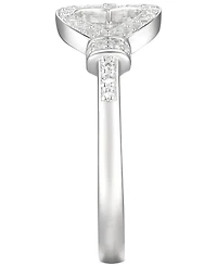 Diamond Heart & Key Ring (1/6 ct. t.w.) in Sterling Silver