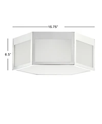 Moderno 15.75" Hexagon, Frosted Glass Led Flush Mount