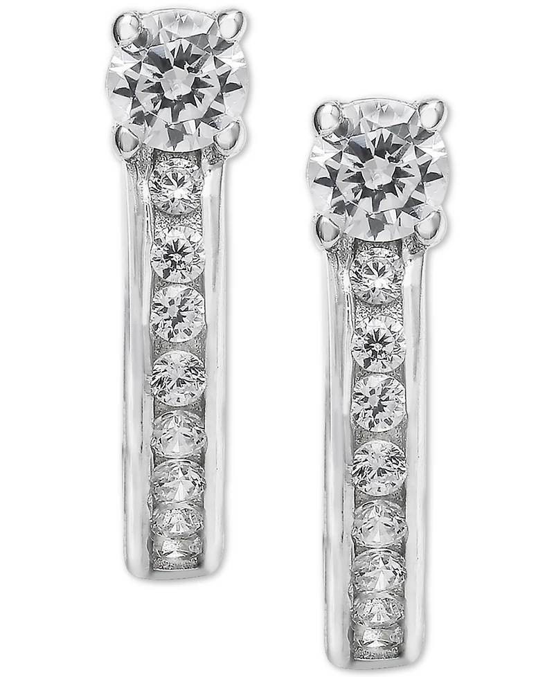 Giani Bernini Small Cubic Zirconia Huggie Hoop Earrings in Sterling Silver, 0.5", Created for Macy's