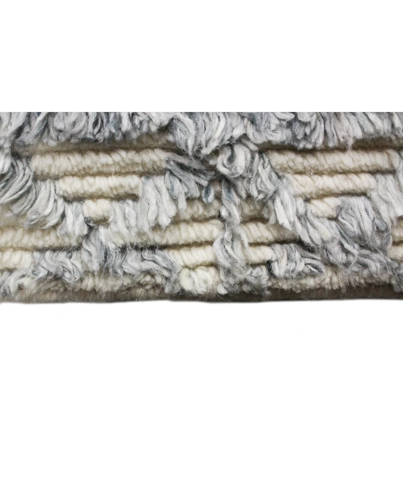Closeout! Bashian Natural Wool M133 Ivory and Blue 3'6" x 5'6" Area Rug