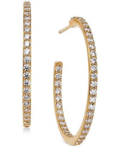 Ava Nadri Medium Cubic Zirconia In & Out Hoop Earrings, 1.125"
