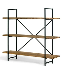 Glamour Home Ailis 56" Pine Wood Metal Frame Etagere Three Wide Shelf Bookcase Media Center