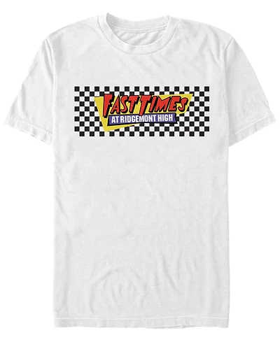 Fifth Sun Fast Times At Ridgemont High Men's Black Checkers Logo Short Sleeve T-Shirt