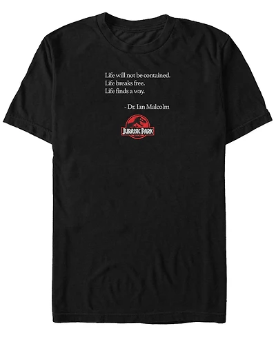Fifth Sun Jurassic Park Men's Life Finds A Way Dr. Ian Malcolm Quote Short Sleeve T-Shirt