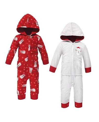 Hudson Baby Boy and Girl Fleece Jumpsuits, 2 Pack