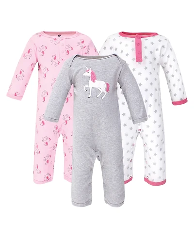 Hudson Baby Baby Girls Hudson Cotton Coveralls 3pk