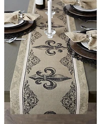 Design Imports Fleur De Lis Stripe Jacquard Table Runner