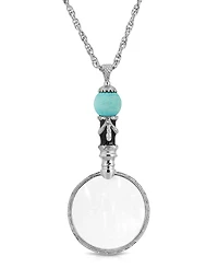 2028 Silver Tone Semi-Precious Turquoise Magnifier 30" Pendant