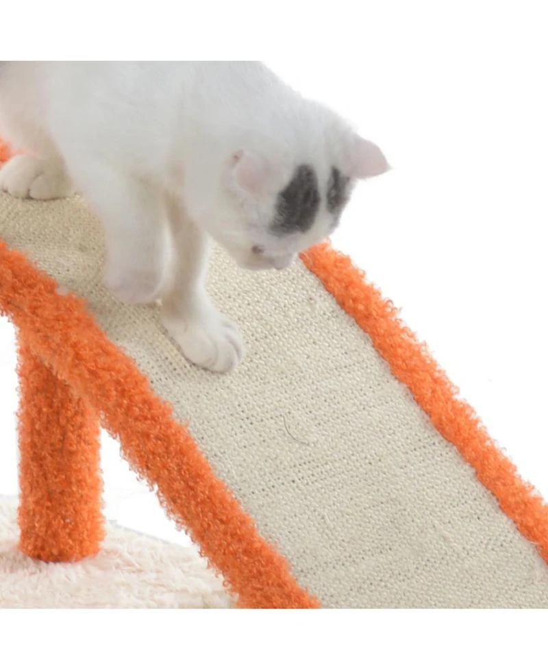 Armarkat X2101 Two-Level Platform Real Wood Scratcher W Sisal Carpet Ramp