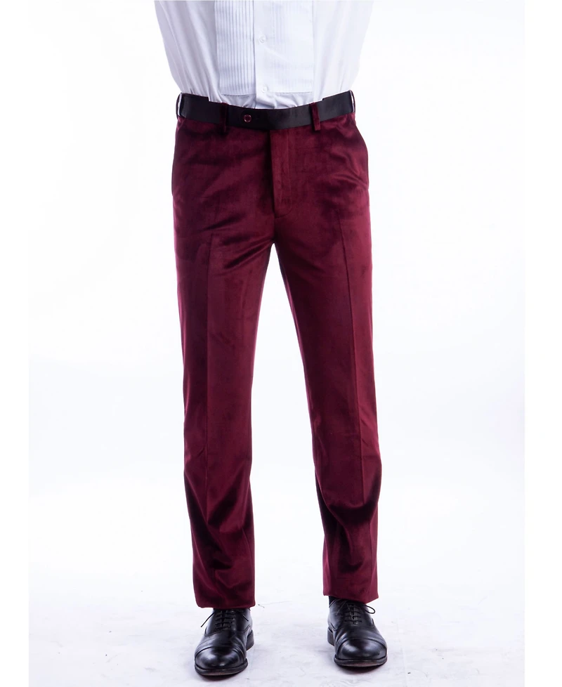 Bryan Michaels Men's Skinny Modern Fit Velvet Tuxedo Dress Pants