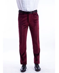 Bryan Michaels Men's Skinny Modern Fit Velvet Tuxedo Dress Pants