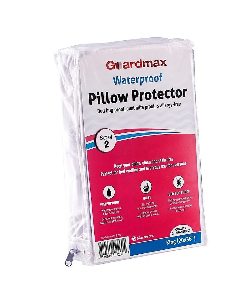 Waterproof Zippered Pillow Protector - King Size - 2 Pack