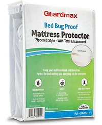 Guardmax Waterproof Zippered Mattress Encasement - Full Size (11-13 Deep) - White