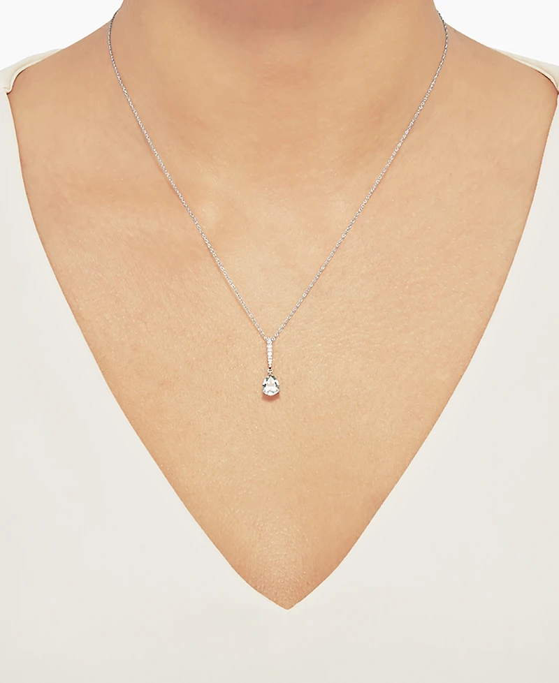 Aquamarine (7/8 ct. t.w.) & Diamond (1/20 ct. t.w.) 18" Pendant Necklace in 14k White Gold