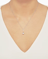 Aquamarine (7/8 ct. t.w.) & Diamond (1/20 ct. t.w.) 18" Pendant Necklace in 14k White Gold