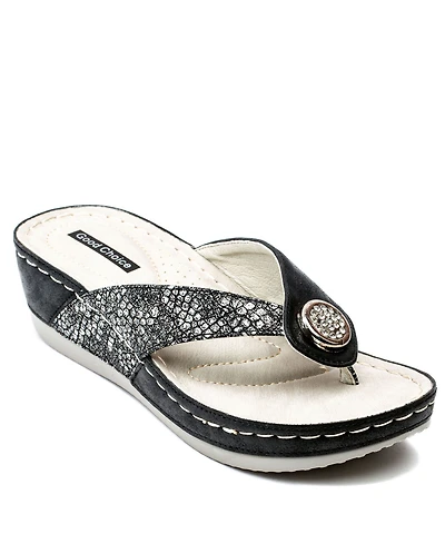 Gc Shoes Women's Dafni Thong Comfort Wedge Sandals